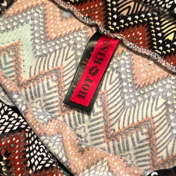 HOT KISS Strapless Sundress Size S/M Fall Colours Zig Zag Tribal Pattern Stretch - Picture 7 of 9